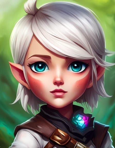 Adorable Chibi Ciri in Oil Gouache Style