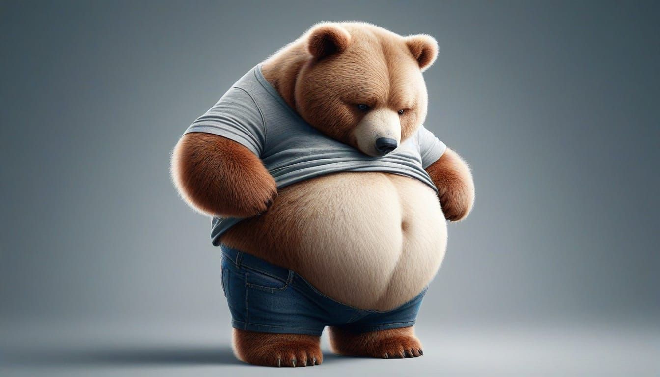 Worried Grizzly Bear with Fuzzy Belly