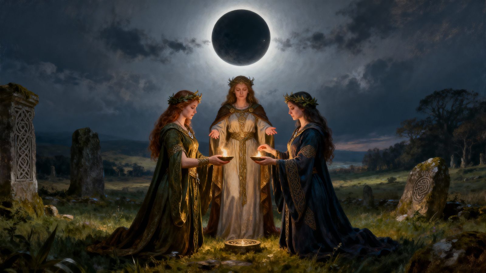 Druidic Ritual Under Eclipse: Pre-Christian Irish Priestesse...