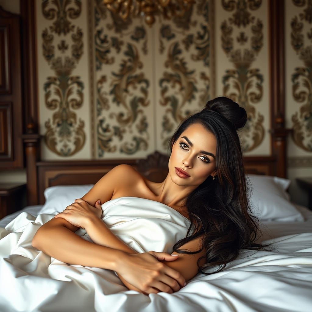 Elegant Argentine Colonial Bedroom with a Stunning Woman