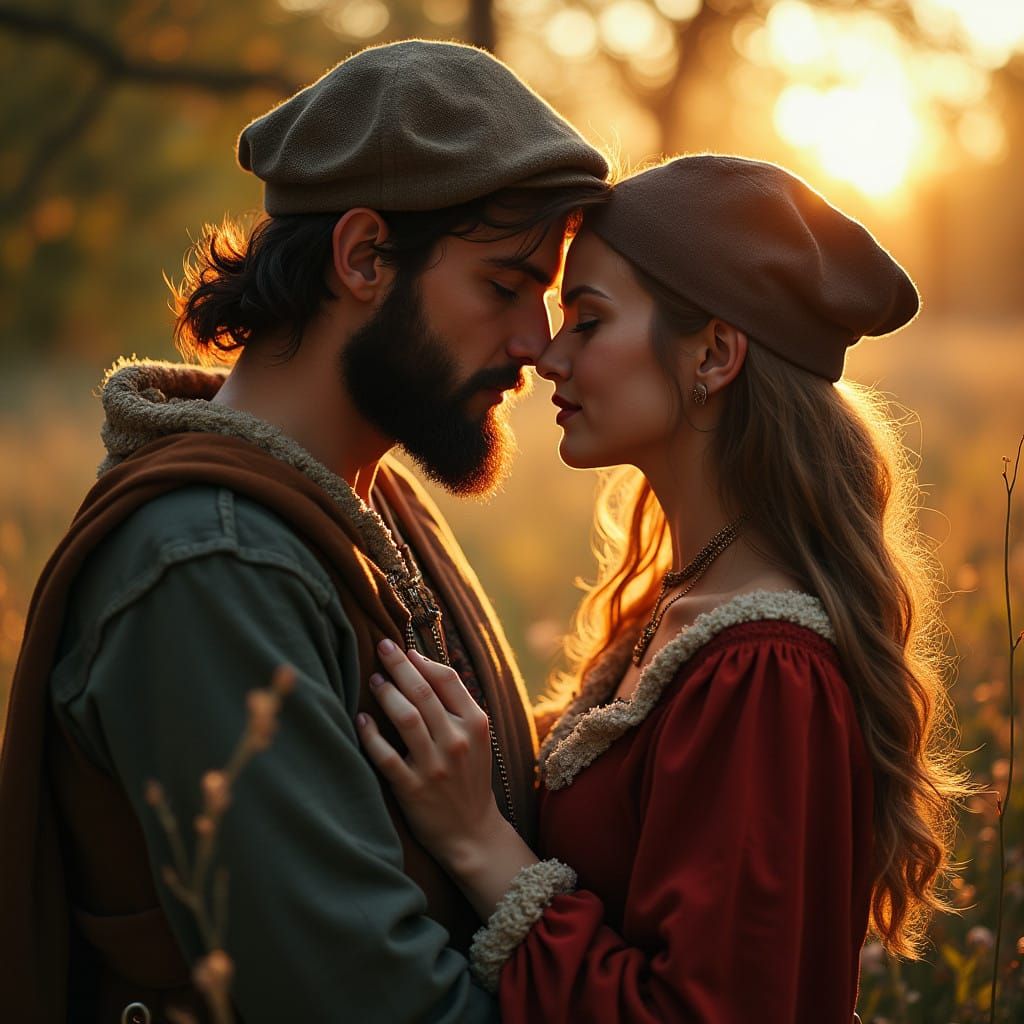 Tender Medieval Peasant Couple