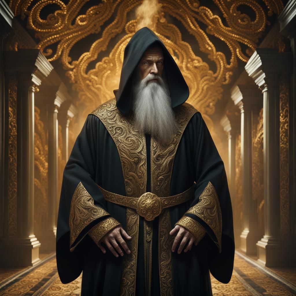 Wizard in Embroidered Robe: Digital Matte Painting