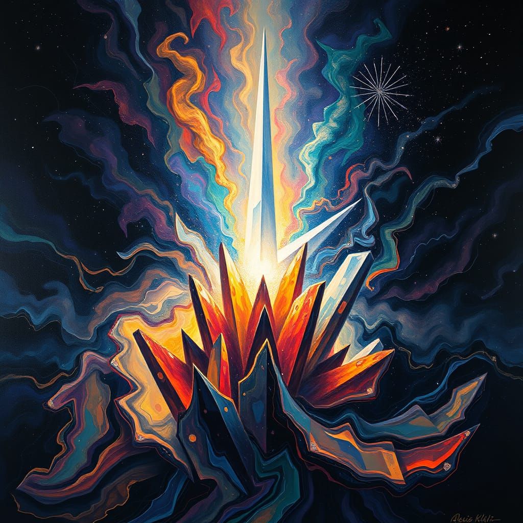 Cosmic Mystery Abstract Art with Ethereal Light