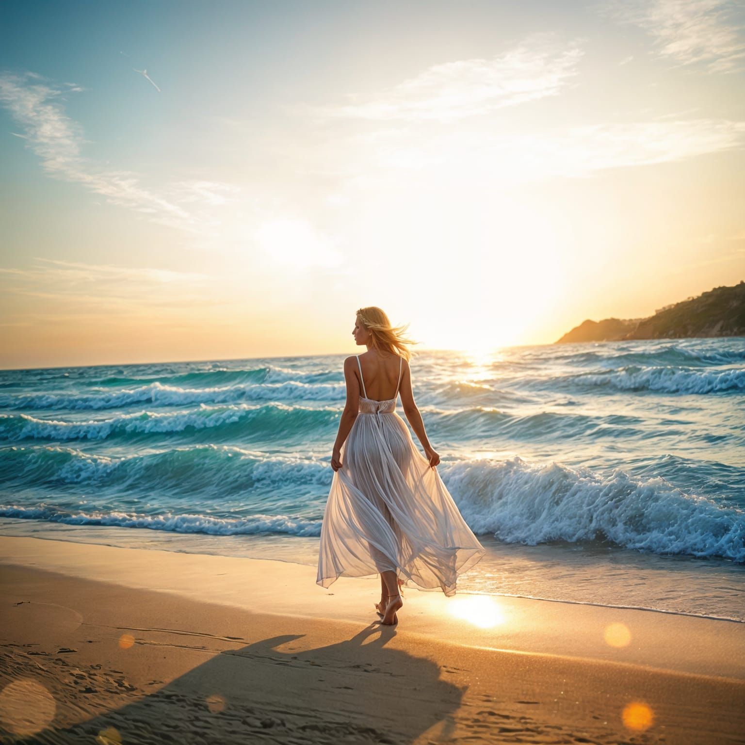 Magical Woman on Sparkling Beach