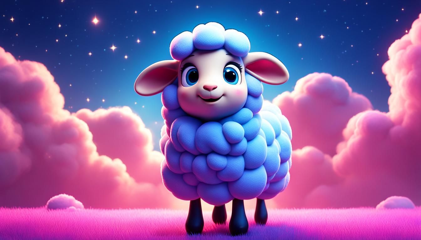 Cute Little Sheep in Dreamy 3D Digital Art