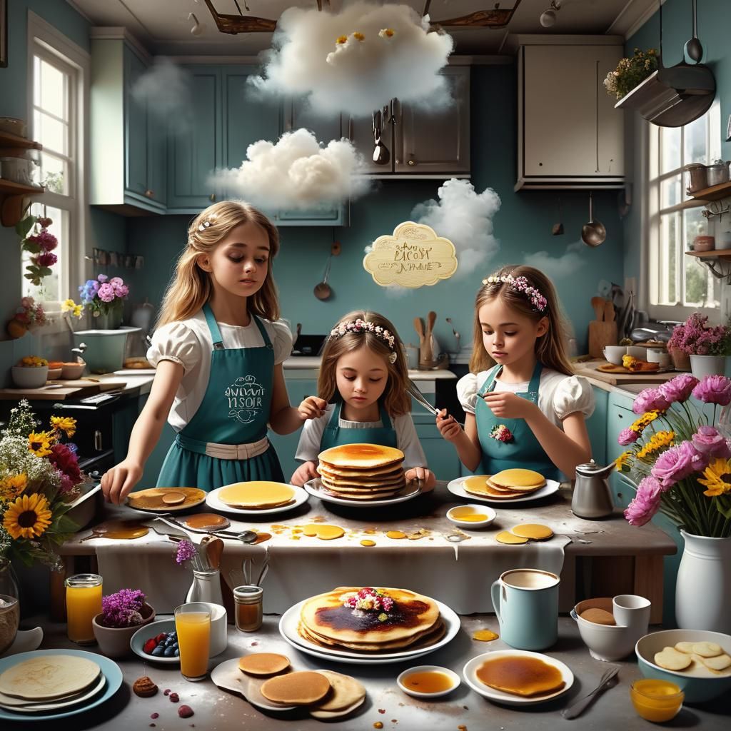 Girls Making Pancakes: Cinematic Digital Painting