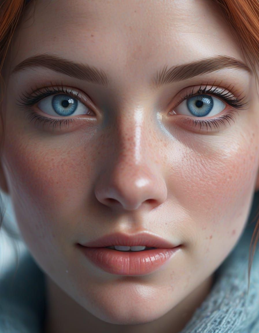 Winter Wonder Close-Up Portrait in Hyper-Realistic Art