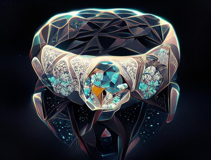 Glimmering Diamond Ring Holographic Illustration