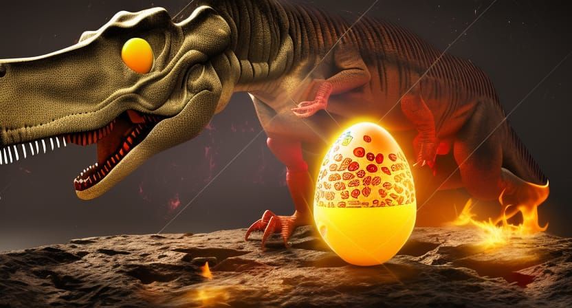 Dinosaur Chef Cooks an Egg on Meteorite