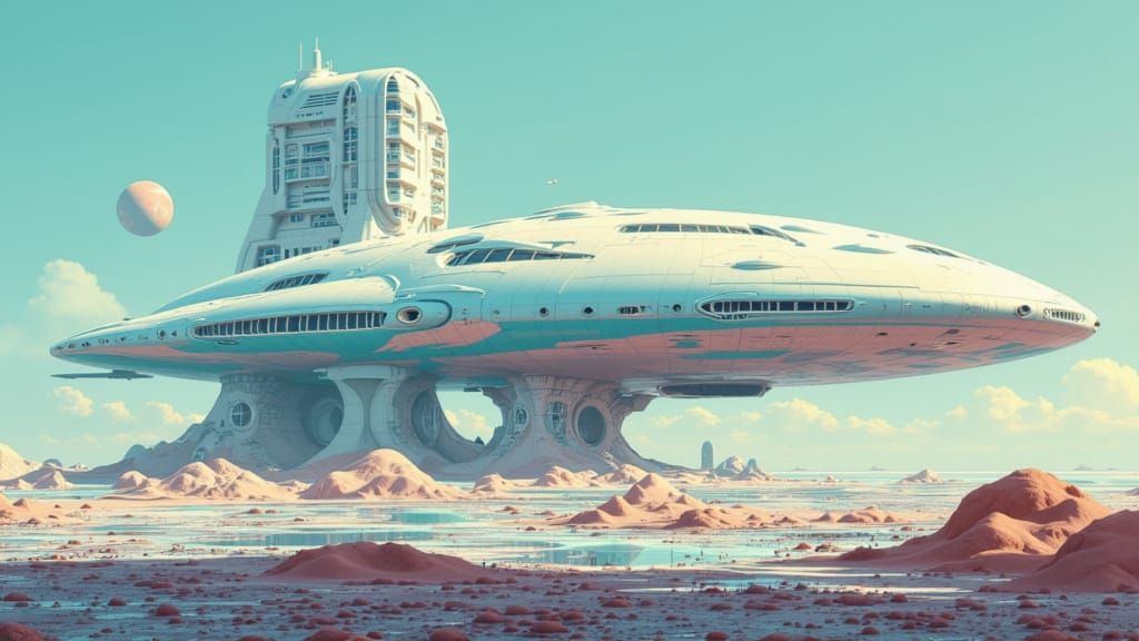 Googie Style City on Alien Shoreline