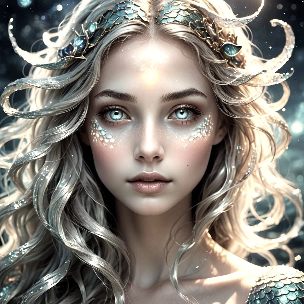 Enchanted Mermaid Sparkling in Moonlight