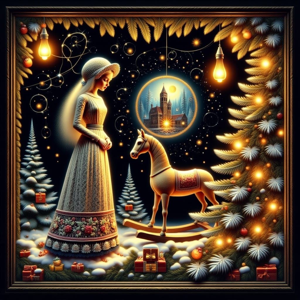 Enchanting Victorian-Style Toy Shop Window Display in Cosmic...