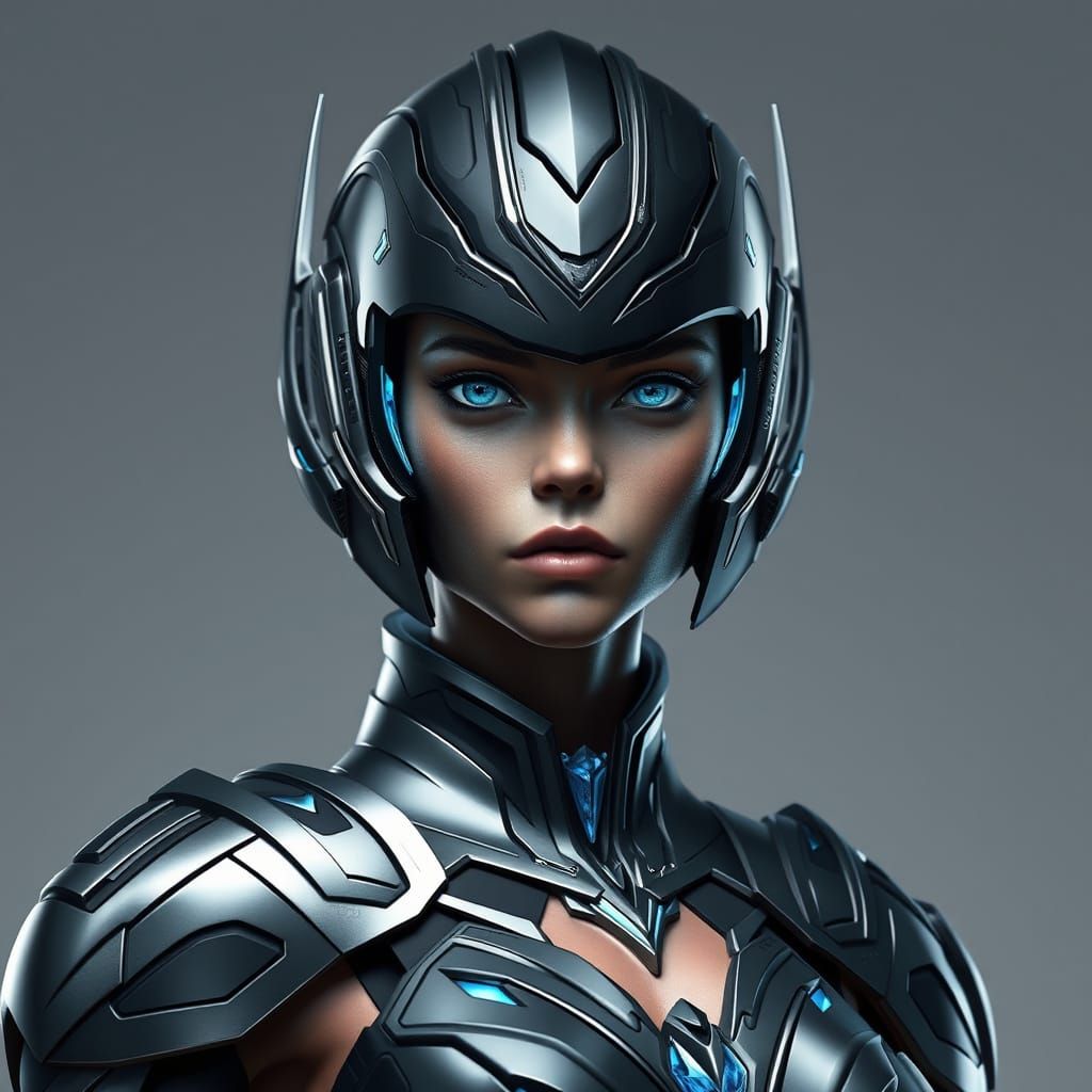 Hyper-Realistic 3D Portrait of Aetherion in Futuristic Armor