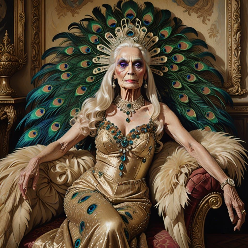 Glamorous Platinum Elder in Lavish Boudoir