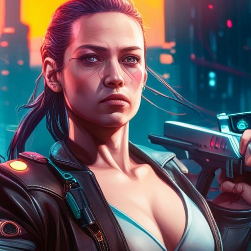 Cyberpunk 2077 Hyperrealistic Portrait with Colorful Accents