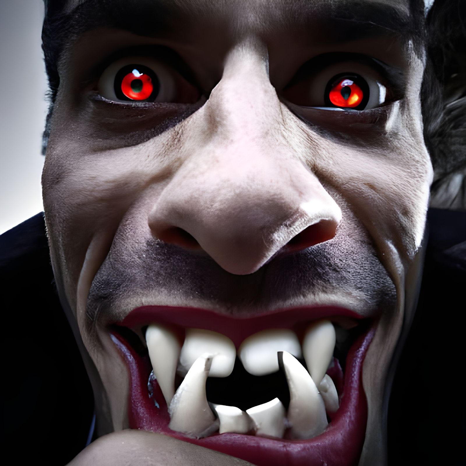 Vampire Portrait with Piercing Red Eyes