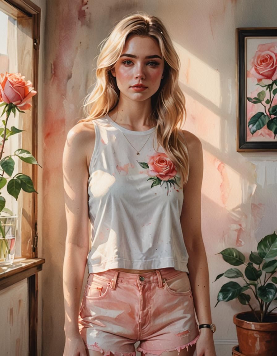 Watercolor Portrait of a Woman in Sunlight