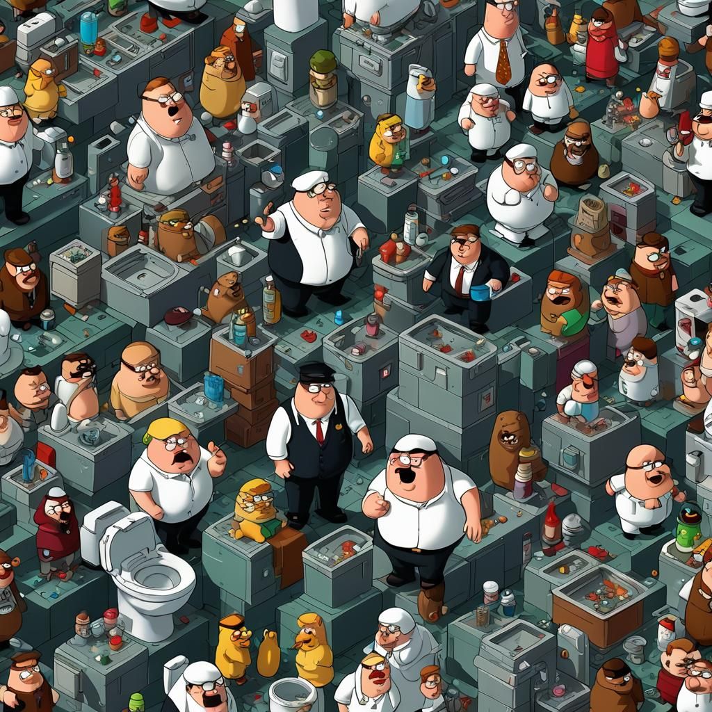 Peter Griffin as Skibidi Toilet: Detailed Matte Painting