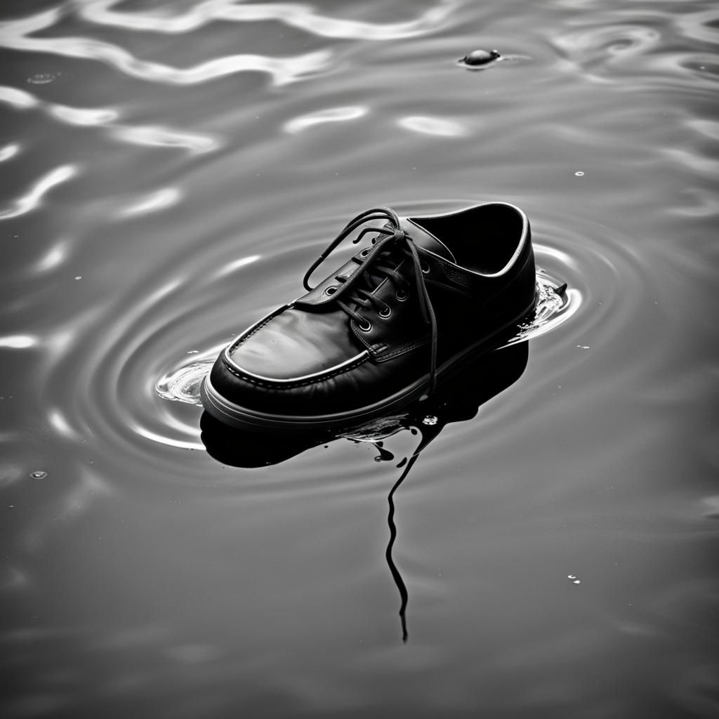 Crime Scene: Shoe Floating in Dark Water