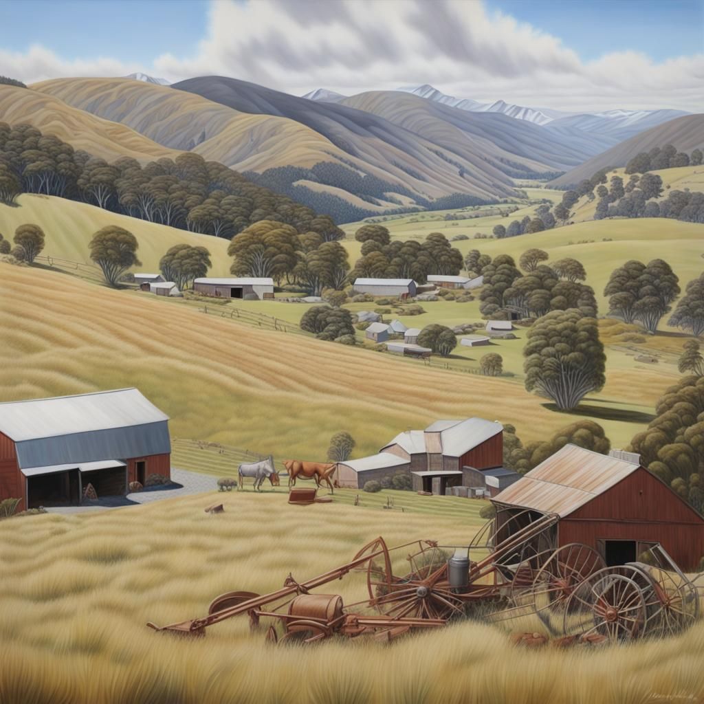 Hyperrealistic New Zealand High Country Summer Scene
