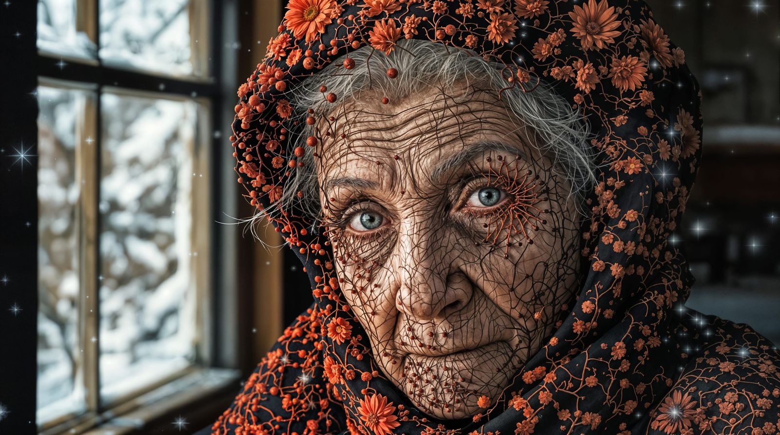 Ukrainian Village Woman in Threads of Time