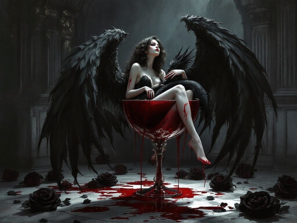 Ethereal Angel in Gothic Splendor