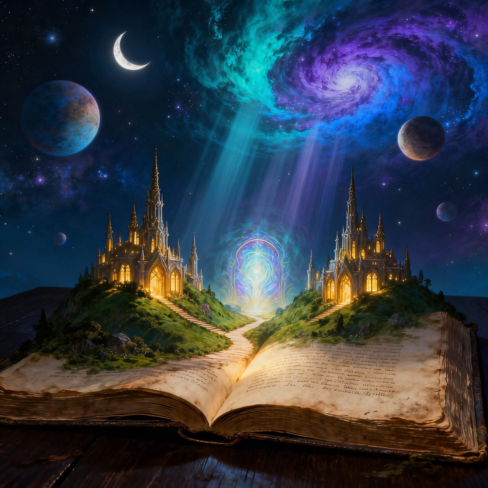 Fantasy Book Reveals Illuminated Cities and Cosmic Vista