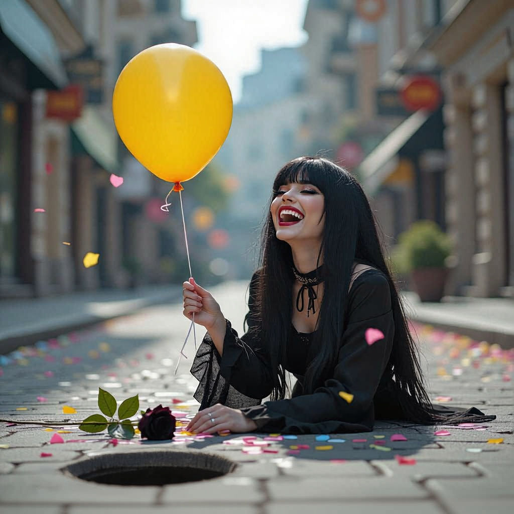 Goth Girl Embraces Sunshine and Joy