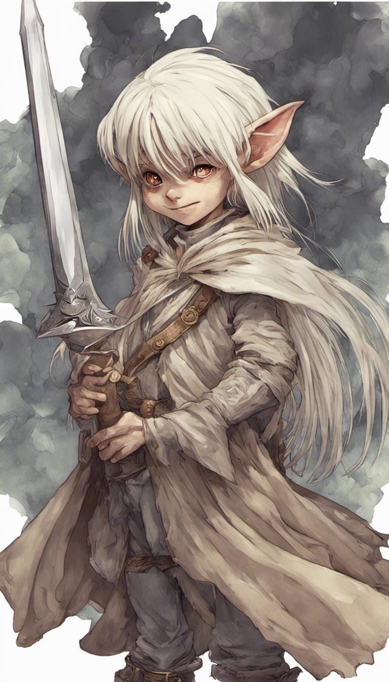 Gelfling Warrior with Sword in Anime Style