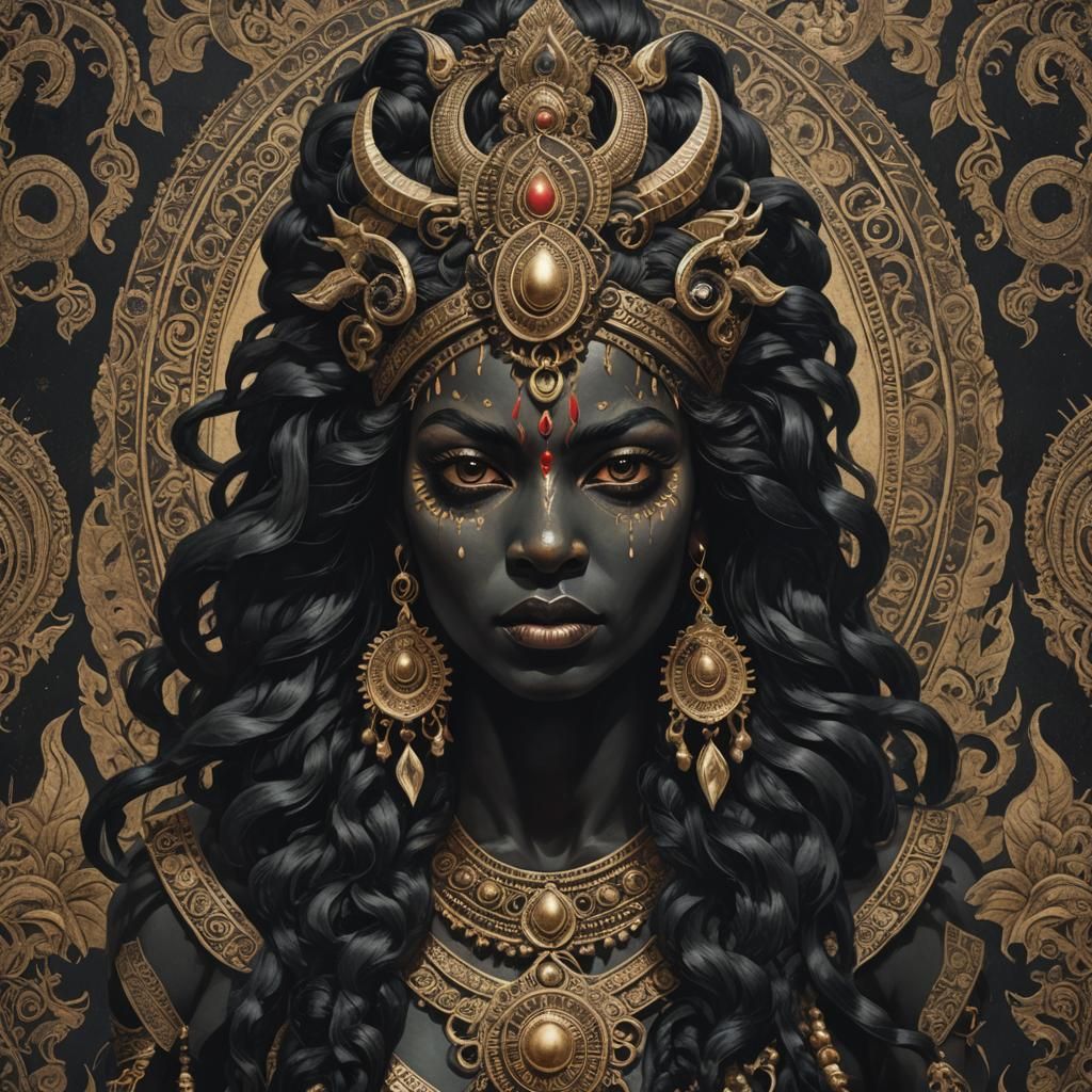 Realistic Vintage Image of Dark Goddess Kali