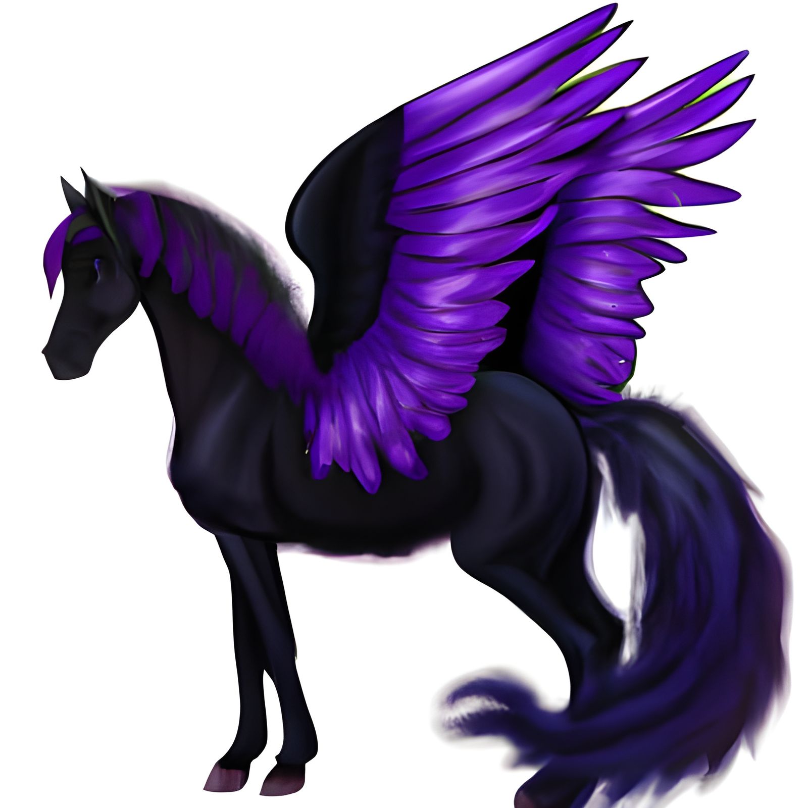 Gothic Dark Purple Pegasus with Ornate Wings