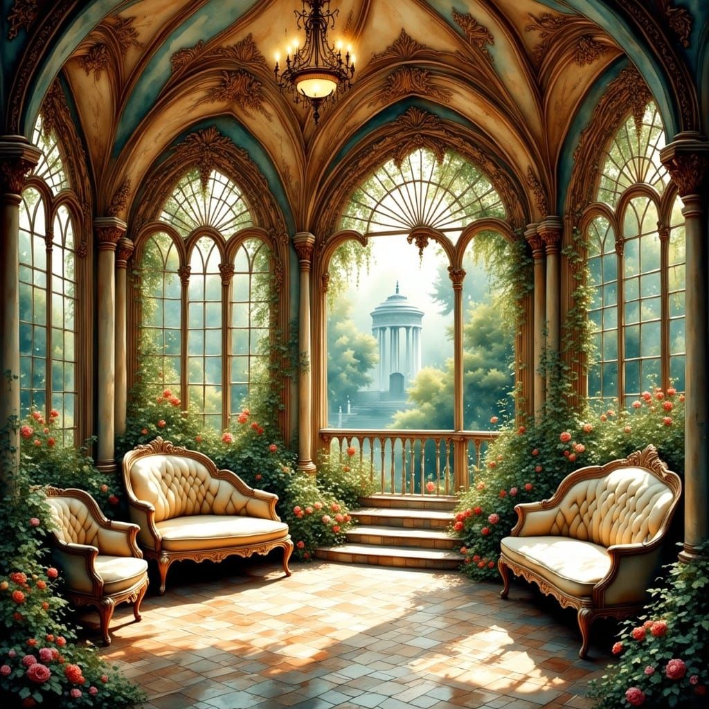 Art Nouveau and Rococo Architecture in Digital Art