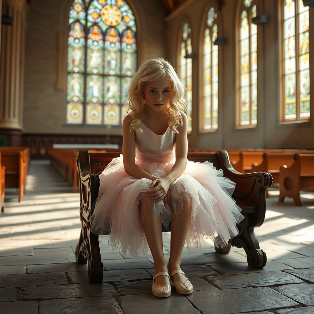 Boy in Pink Dress in Church, Cinematic Style