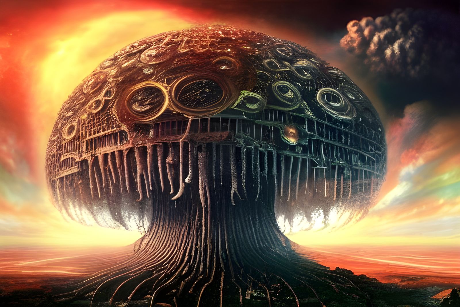 Cosmic Horror: Nuclear Aftermath in Photorealistic Style