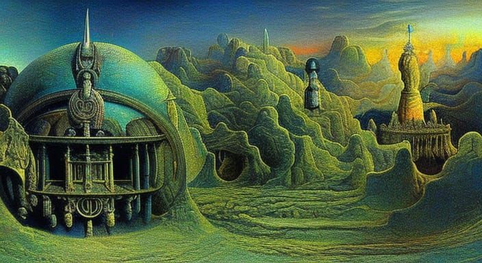 Otto Rapp's Surreal Alternate Reality: A Gothic Oil Painting