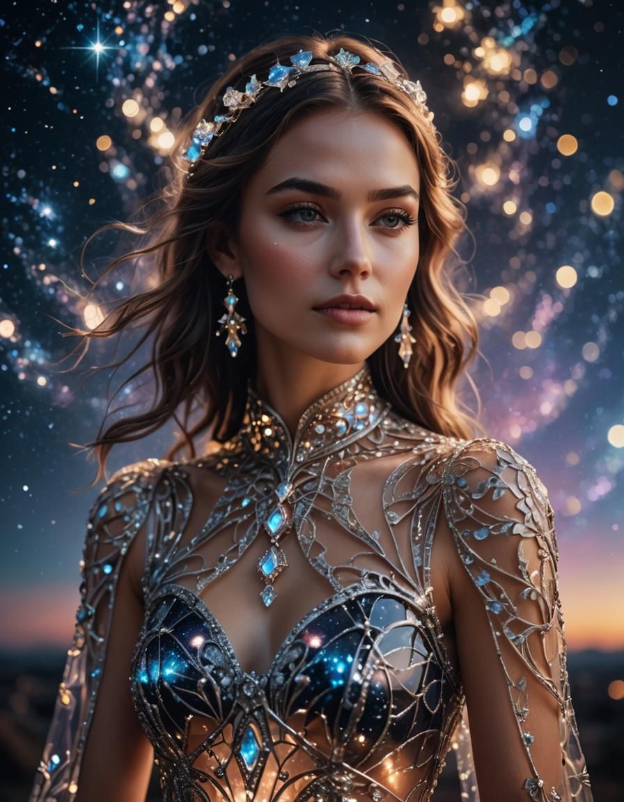 Woman in Glass Dress Portrait