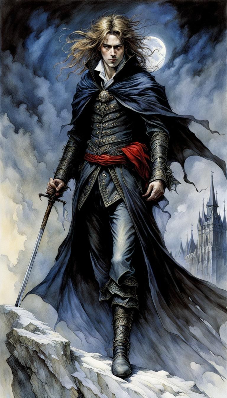 Menacing Vampire Man in Grimdark Style