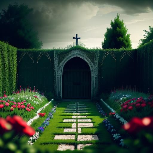 Hyperrealistic Orthodox Walled Garden in High Definition