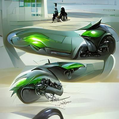 Futuristic Kawasaki Motorcycle Concept Art