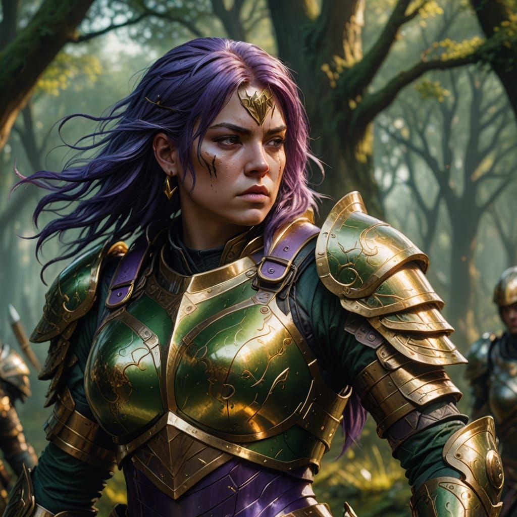 Female Warrior with Purple Hair, Fantasy Art
