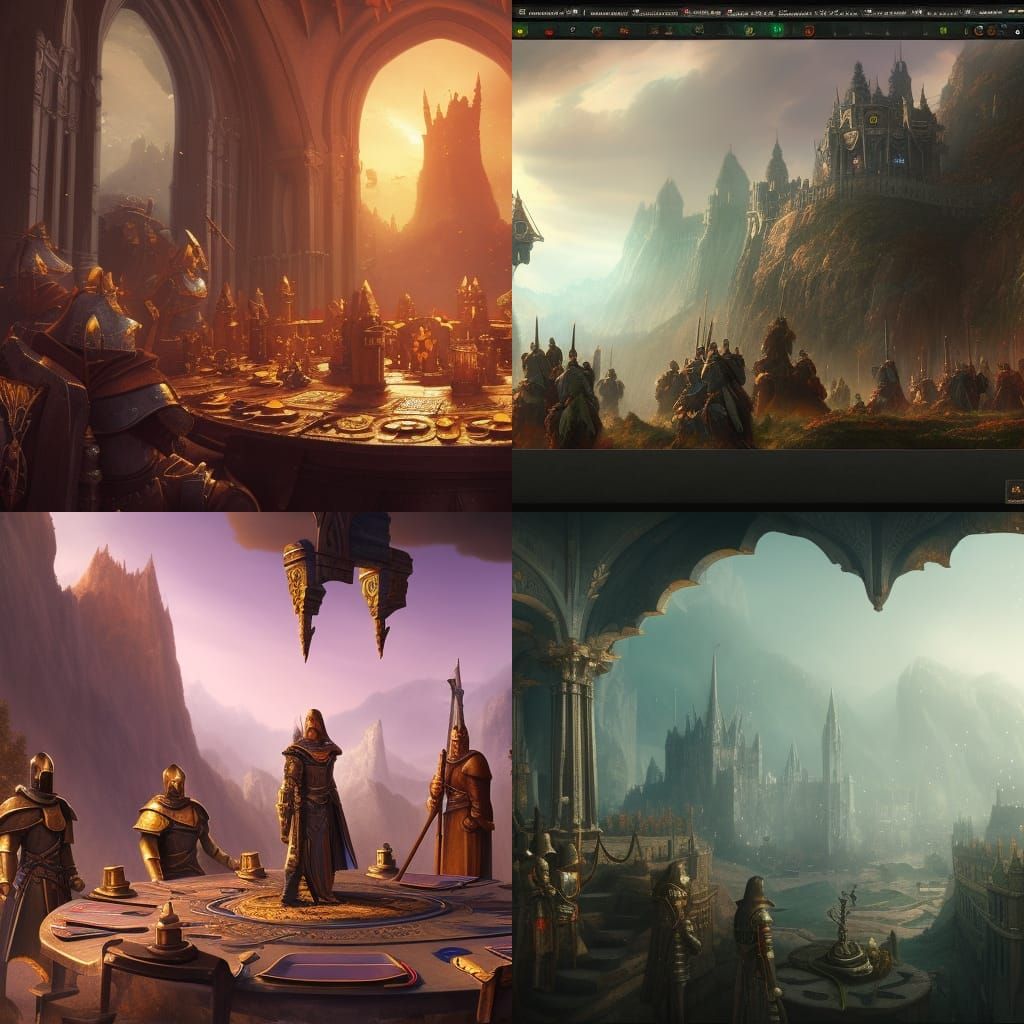 Knights of the Round Table in Detailed Digital Painting