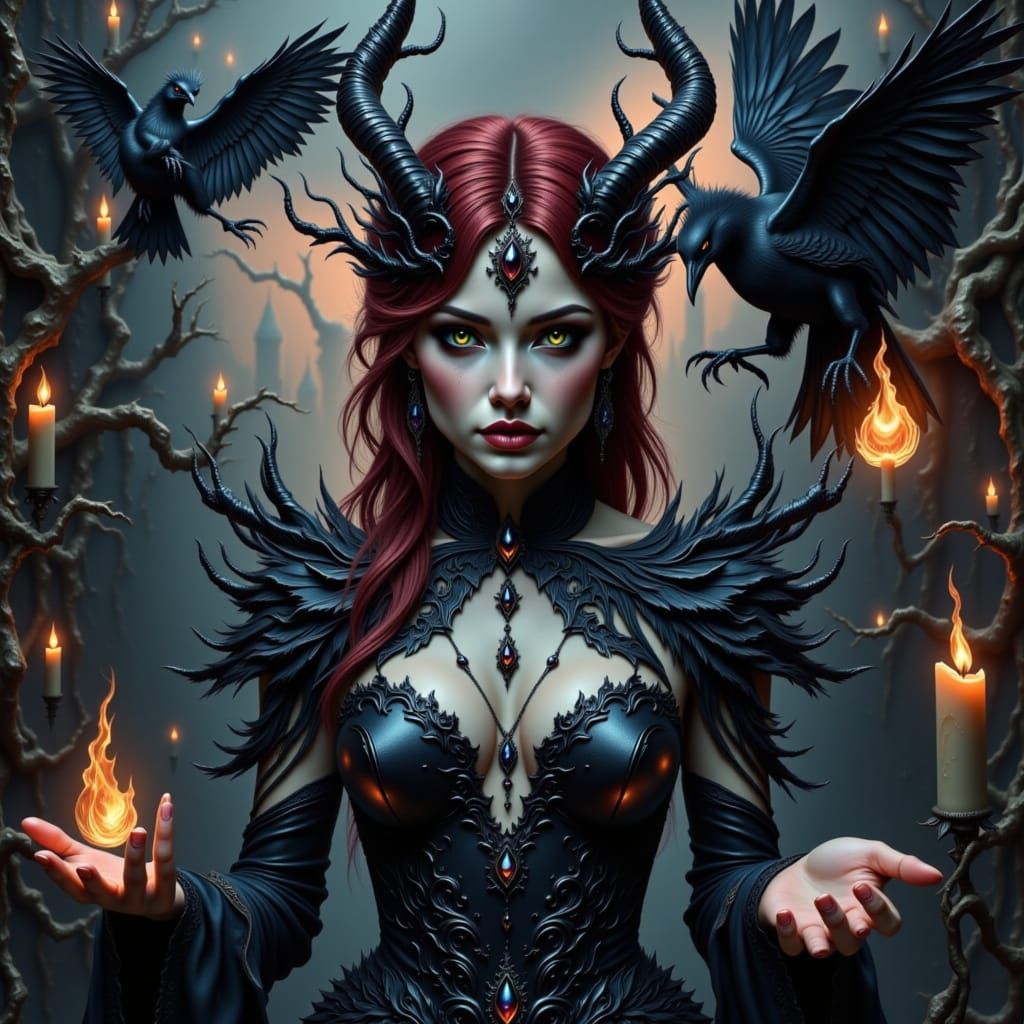 Fae Witch Casting Spell in Graffiti Art Style