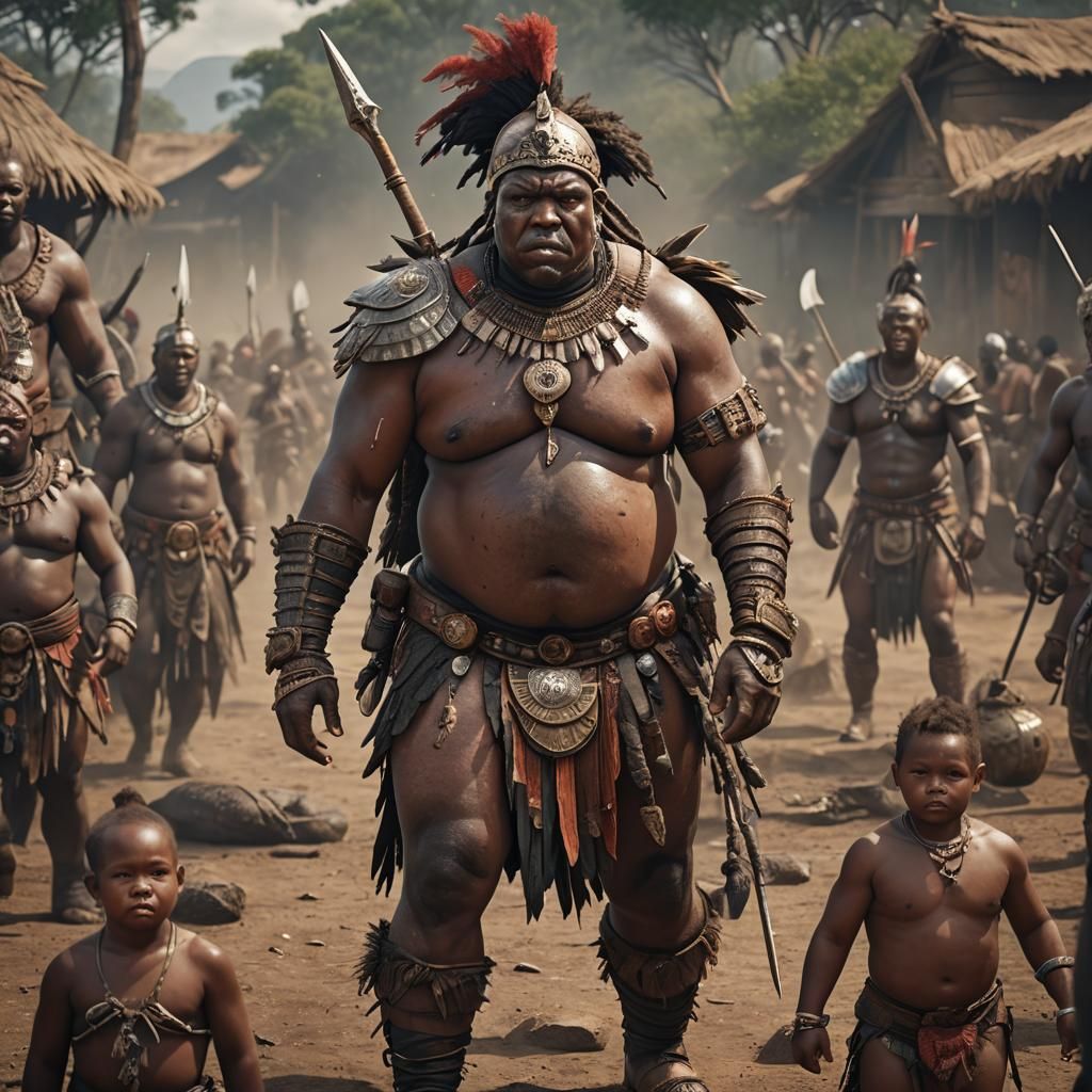 Hyperrealistic Zulu Warrior in Detailed Matte Painting