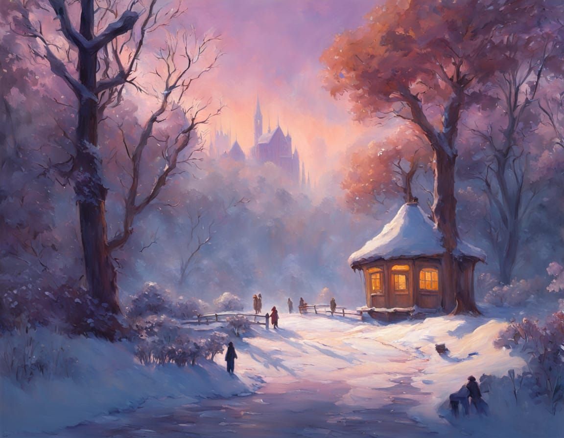 Winter Wonderland in Soft Focus Impressionist Style