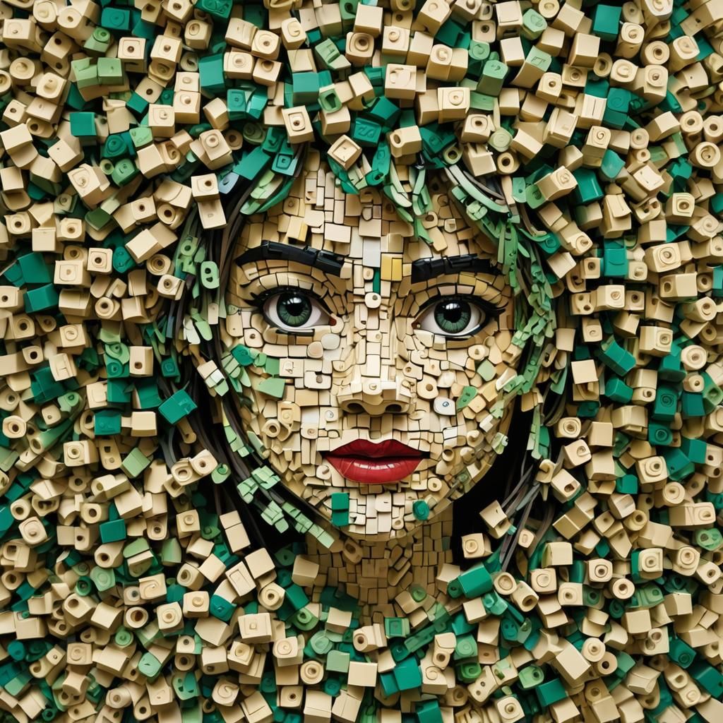 Hyperrealistic Lego Chibi Face in Lego Forest
