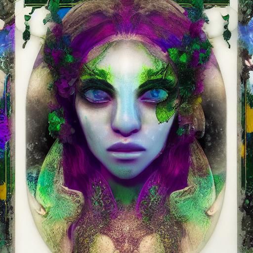 Goth Witch in Orphism Style with Ethereal Glow