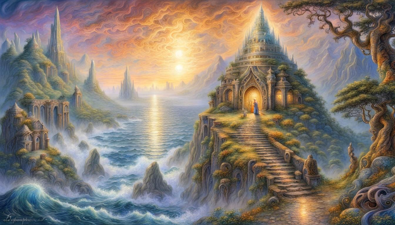 Ancient hobbit temple by the sea,