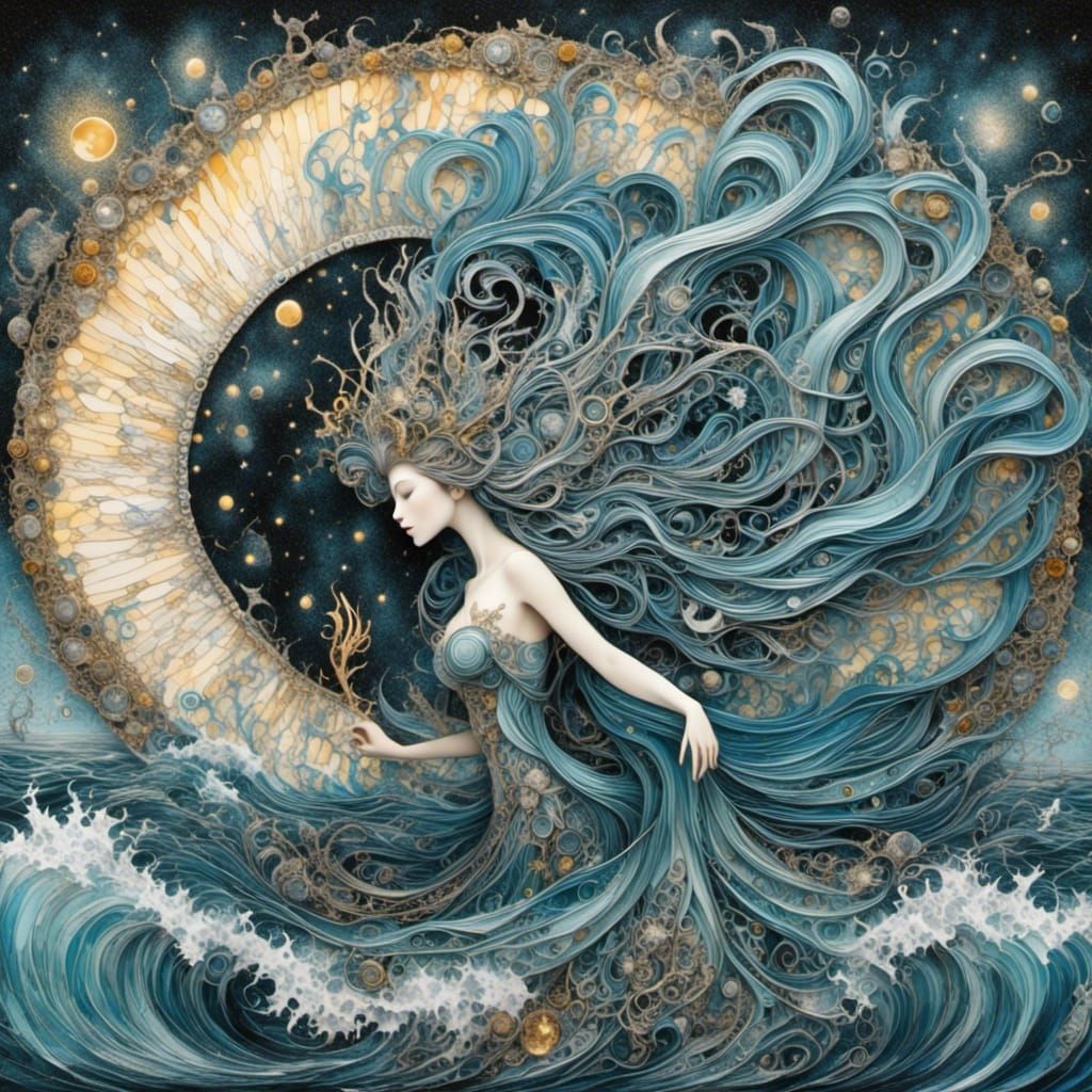 Sea Goddess in Zentangle Style