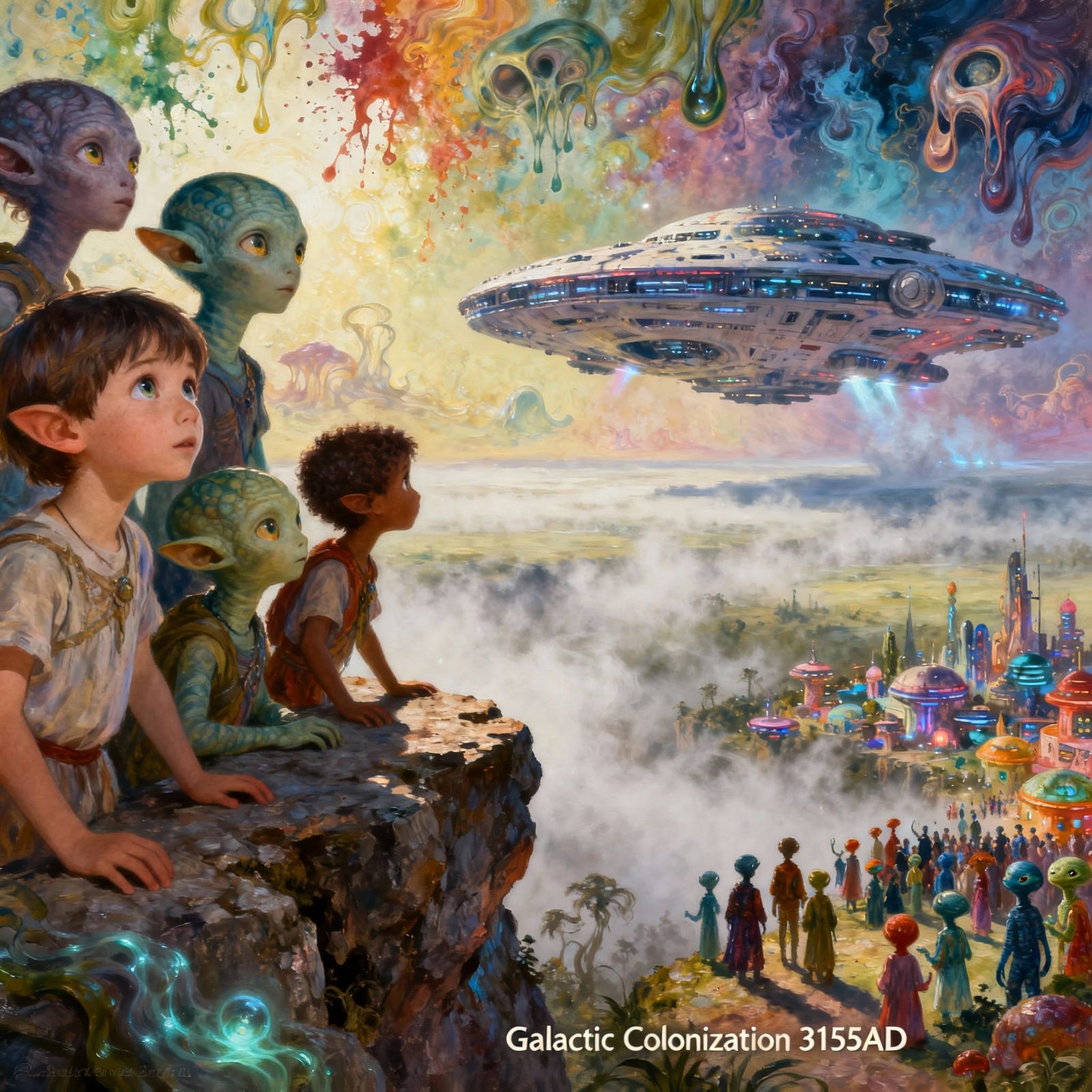 Alien Children Welcome Terran Mothership in Hyperrealistic C...