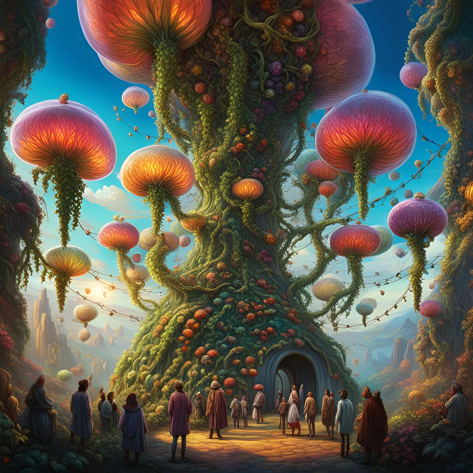 Spectacular Magical Vine with Human Pods, Vivid Colors